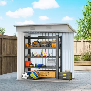 Outsunny 6' x 4' Outdoor Storage Shed, Metal Garden Tool Storage House Organizer with Lockable Sliding Doors and Vents for Backyard Patio Lawn, Charcoal Grey - Image 6