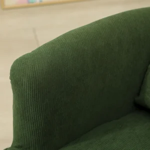 Modern Accent Chair, Upholstered Armchair with Solid Wood Legs and Lumbar Pillow for Living Room, Green - Image 10