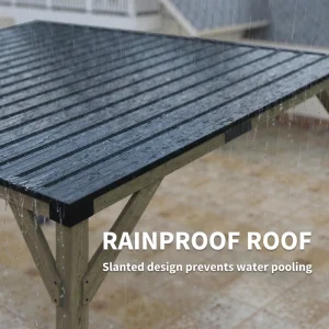 Outsunny 14' x 10' Gazebo, Lean to Galvanized Steel Hardtop Gazebo Pergola with Wood Frame, Patio Gazebo Awning, Dark Grey - Image 4