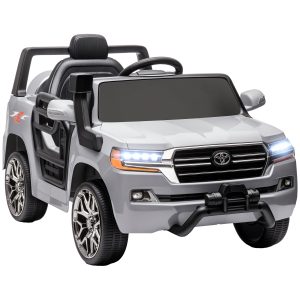 Qaba 12V Toyota LAND CRUISER Licensed Kids Car w/ Remote Control, Four Wheel Spring Suspension, Soft Start, LED Light, Grey - Image 11