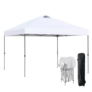 Outsunny 10' x 10' Pop Up Canopy Tent with Airy Top Vents and Wheeled Carry Bag for Outdoor, Garden, Patio, White - Image 2