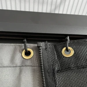 Outsunny 12' x 15' Hardtop Gazebo Canopy with Polycarbonate Roof, Aluminum Frame, Netting, Curtains and Ceiling Hook, Dark Grey - Image 10