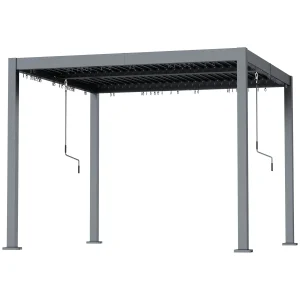 Outsunny 10' x 10' Louvered Pergola with Adjustable Metal Roof and Aluminum Frame, Outdoor Hardtop Gazebo with Drainage System - Image 6