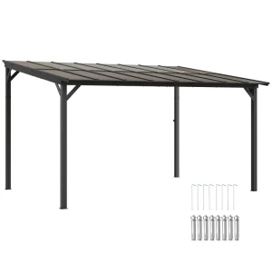 Outsunny 10' x 14' Hardtop Gazebo Wall-Mounted / Free Standing Outdoor Pergola with UPF 50+ & Waterproof Polycarbonate Roof - Image 10