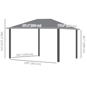 Outsunny 13' x 10' Hardtop Gazebo with Netting Sidewalls and Curtains, Galvanized Steel Outdoor Gazebo Canopy for Garden - Image 5