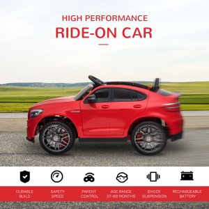 Aosom 12V/7AH Kids Ride on Car, Mercedes Benz AMG GLC63S Coupe, Electric Car with Remote Control, Handle, 2 Speed, with Music, Electric Light, Easy to Move, Red - Image 14