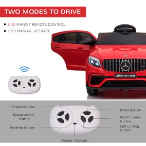 Aosom 12V/7AH Kids Ride on Car, Mercedes Benz AMG GLC63S Coupe, Electric Car with Remote Control, Handle, 2 Speed, with Music, Electric Light, Easy to Move, Red - Image 15
