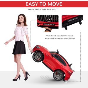 Aosom 12V/7AH Kids Ride on Car, Mercedes Benz AMG GLC63S Coupe, Electric Car with Remote Control, Handle, 2 Speed, with Music, Electric Light, Easy to Move, Red - Image 17