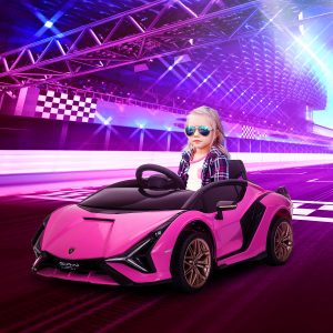Aosom Compatible 12V Battery-powered Kids Electric Ride On Car Toy with Parental Remote Control Music Lights MP3 for 3-5 Years Old Pink - Image 1