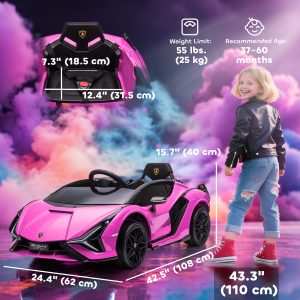 Aosom Compatible 12V Battery-powered Kids Electric Ride On Car Toy with Parental Remote Control Music Lights MP3 for 3-5 Years Old Pink - Image 3