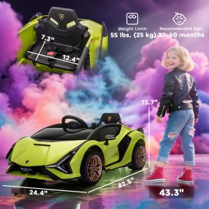 Aosom Compatible 12V Battery-powered Kids Electric Ride On Car Toy with Parental Remote Control Music Lights MP3 Green - Image 3