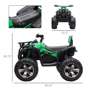 Aosom Kids Ride-on Car, 12V/10AH Four Wheeler Kids ATV, Battery Powered Off-Road Quad with MP3, Headlights, Suspension, 1.8-5 mph, Green - Image 3