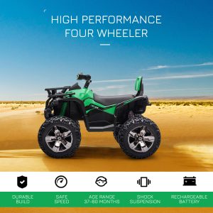 Aosom Kids Ride-on Car, 12V/10AH Four Wheeler Kids ATV, Battery Powered Off-Road Quad with MP3, Headlights, Suspension, 1.8-5 mph, Green - Image 4