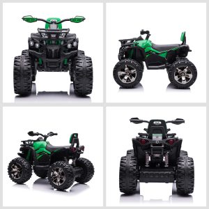 Aosom Kids Ride-on Car, 12V/10AH Four Wheeler Kids ATV, Battery Powered Off-Road Quad with MP3, Headlights, Suspension, 1.8-5 mph, Green - Image 9