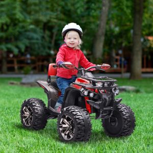 Aosom Kids Ride-on Car, 12V/10AH Four Wheeler Kids ATV, Battery Powered Off-Road Quad with MP3, Headlights, Suspension, 1.8-5 mph, Red - Image 1