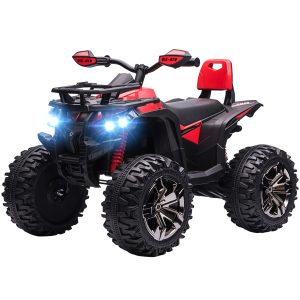 Aosom Kids Ride-on Car, 12V/10AH Four Wheeler Kids ATV, Battery Powered Off-Road Quad with MP3, Headlights, Suspension, 1.8-5 mph, Red - Image 2