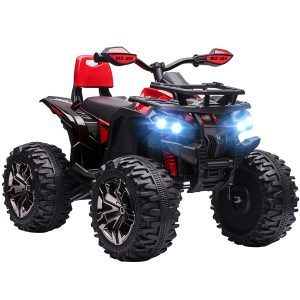 Aosom Kids Ride-on Car, 12V/10AH Four Wheeler Kids ATV, Battery Powered Off-Road Quad with MP3, Headlights, Suspension, 1.8-5 mph, Red - Image 11