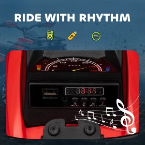 Aosom Kids Ride-on Car, 12V/10AH Four Wheeler Kids ATV, Battery Powered Off-Road Quad with MP3, Headlights, Suspension, 1.8-5 mph, Red - Image 6