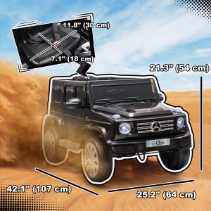 Aosom Mercedes Benz G500 Licensed 12V Kids Ride on Car with Remote Control, Music, Lights, MP3 for 37-96 months, Black - Image 3