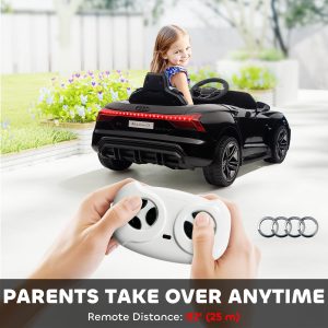 Aosom Ride-On Toy On Car with Remote Control, 12V 3.1 MPH Electric Ride for Kids w/ Suspension System, Horn Honking, Black - Image 11