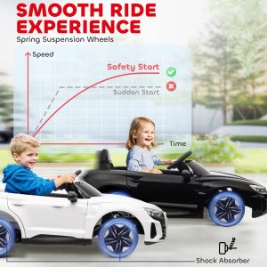 Aosom Ride-On Toy On Car with Remote Control, 12V 3.1 MPH Electric Ride for Kids w/ Suspension System, Horn Honking, Black - Image 6