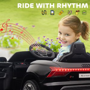 Aosom Ride-On Toy On Car with Remote Control, 12V 3.1 MPH Electric Ride for Kids w/ Suspension System, Horn Honking, Black - Image 8