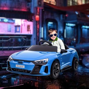 Aosom Ride-On Toy On Car with Remote Control, 12V 3.1 MPH Electric Ride for Kids w/ Suspension System, Horn Honking, Blue - Image 8