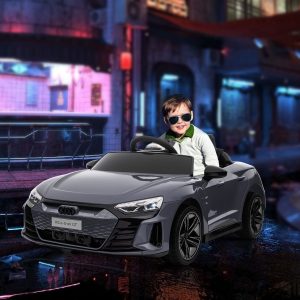 Aosom Ride-On Toy On Car with Remote Control, 12V 3.1 MPH Electric Ride for Kids w/ Suspension System, Horn Honking, Grey - Image 1