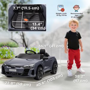 Aosom Ride-On Toy On Car with Remote Control, 12V 3.1 MPH Electric Ride for Kids w/ Suspension System, Horn Honking, Grey - Image 23