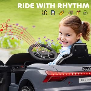 Aosom Ride-On Toy On Car with Remote Control, 12V 3.1 MPH Electric Ride for Kids w/ Suspension System, Horn Honking, Grey - Image 20