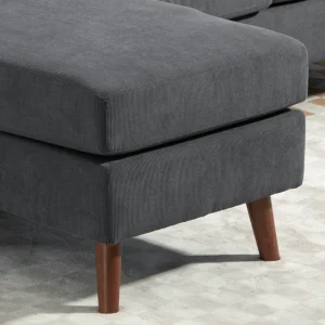 HOMCOM Sectional Sofa with Changeable Chaise Lounge, 3 Seat L-Shaped Small Space Sofa, Upholstered Couch for Small Space, Dark Grey - Image 15