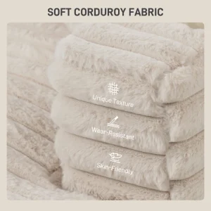 HOMCOM 60" Chaise Lounge Chair, Oversized Upholstered Sofa Bed with Cup Holders & Pillows, Sleeper Couch for Living Room, Beige - Image 9