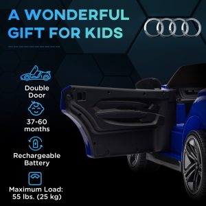 Aosom 12V Audi RS e-tron GT Licensed Kids Ride on Car, Battery Powered Electric Car with Remote Control, Navy Blue - Image 9