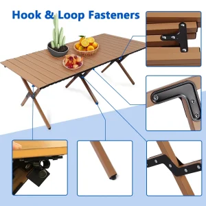 Foldable Folding Table for outdoor Large - Brown - Image 6