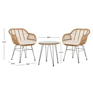 SAFAVIEH Outdoor Collection Alton Brown/White 3 Piece Lounge Set - Image 3