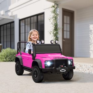 Qaba Land Rover Licensed Kids Ride on Truck with Remote Control, Spring Suspension, LED Lights, 3 Speed for Ages 3-5, Pink - Image 8