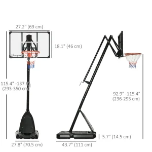 Outdoor Portable Basketball Hoop and Stand with Backboard Weighted Base Wheels, 115.4"-137.8" Height Adjustable - Image 4