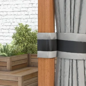 Outsunny 13' x 10' Hardtop Gazebo with Netting Sidewalls and Curtains, Galvanized Steel Outdoor Gazebo Canopy for Garden - Image 10