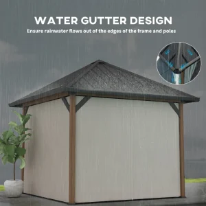 Outsunny 10' x 10' Hardtop Gazebo with Galvanized Steel Roof, Permanent Garden Gazebo with Netting and Curtains - Image 5