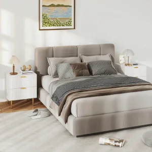 HOMCOM Bedside Table, Modern Nightstand with 2 Drawers, Side End Table with Metal Legs for Living Room, Bedroom, White - Image 8