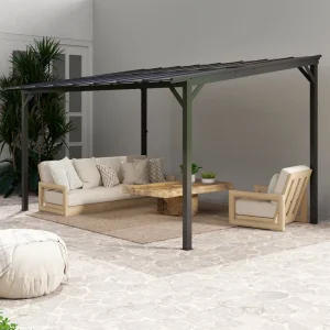 Outsunny 10' x 14' Hardtop Gazebo Wall-Mounted / Free Standing Outdoor Pergola with UPF 50+ & Waterproof Polycarbonate Roof - Image 6