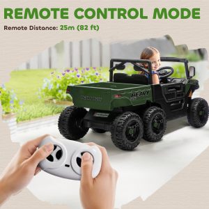 Qaba 24V 4WD Kids Ride On Truck with 6 Wheels Electric Ride On Car with Remote, Dump Bed for 3-8 Years, Green - Image 7