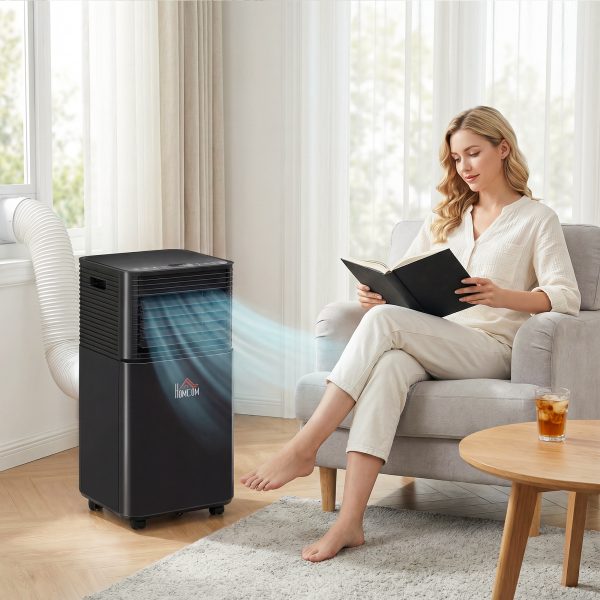 HOMCOM 10000 BTU Portable Air Conditioner with Fan & Dehumidifier Mode, Quiet AC Unit with Remote Control, 24-Hour Timer, Black - Image 1