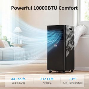 HOMCOM 10000 BTU Portable Air Conditioner with Fan & Dehumidifier Mode, Quiet AC Unit with Remote Control, 24-Hour Timer, Black - Image 13