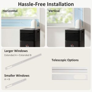 HOMCOM 10000 BTU Portable Air Conditioner with Fan & Dehumidifier Mode, Quiet AC Unit with Remote Control, 24-Hour Timer, Black - Image 16