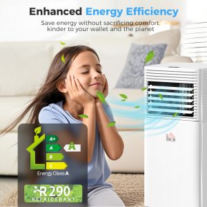 HOMCOM 10000 BTU Portable Air Conditioner with Fan & Dehumidifier Mode, Quiet AC Unit with Remote Control, 24-Hour Timer, White - Image 15