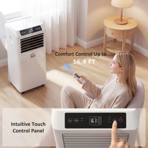 HOMCOM 10,000BTU Mobile Portable Air Conditioner with Cooling, Dehumidifier, 2 Speed Fans, 24-Hour Timer for Bedroom, White - Image 16