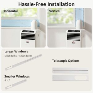 HOMCOM 10,000BTU Mobile Portable Air Conditioner with Cooling, Dehumidifier, 2 Speed Fans, 24-Hour Timer for Bedroom, White - Image 17