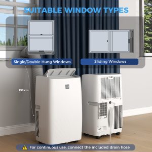 HOMCOM 12000 BTU Portable Air Conditioner, AC Unit with Cool, Dehumidifier, Fan, 550 Sq. ft, 24H Timer On Off, Window Kit - Image 7