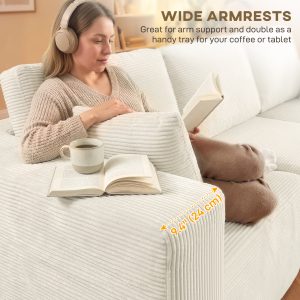 HOMCOM 2-in-1 Modular Sectional Sofa, Boneless L Shaped Couch Sofa Bed, Cream White - Image 22